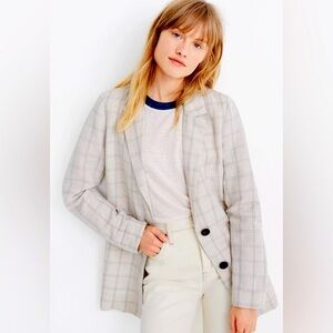 NWOT Madewell Linen Blend‎ Windowpane Blazer Light Academia Old Money Preppy
